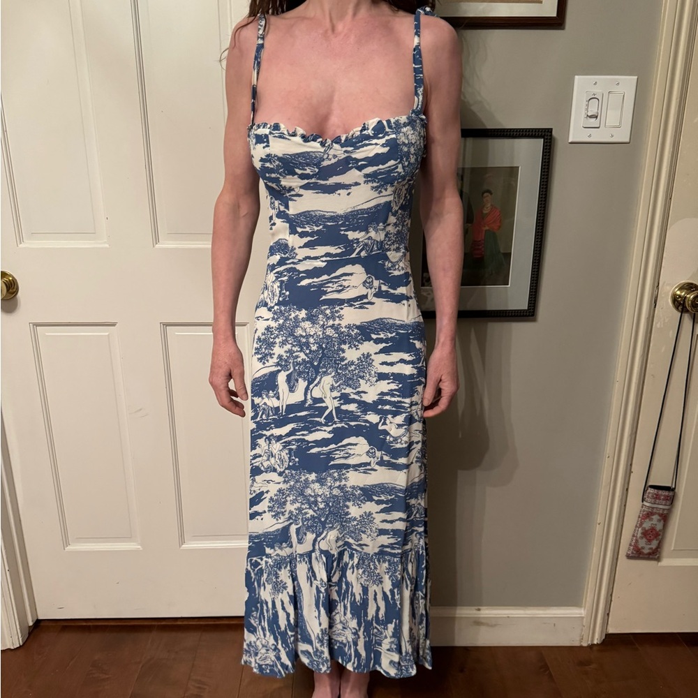 Reformation blue and white dress